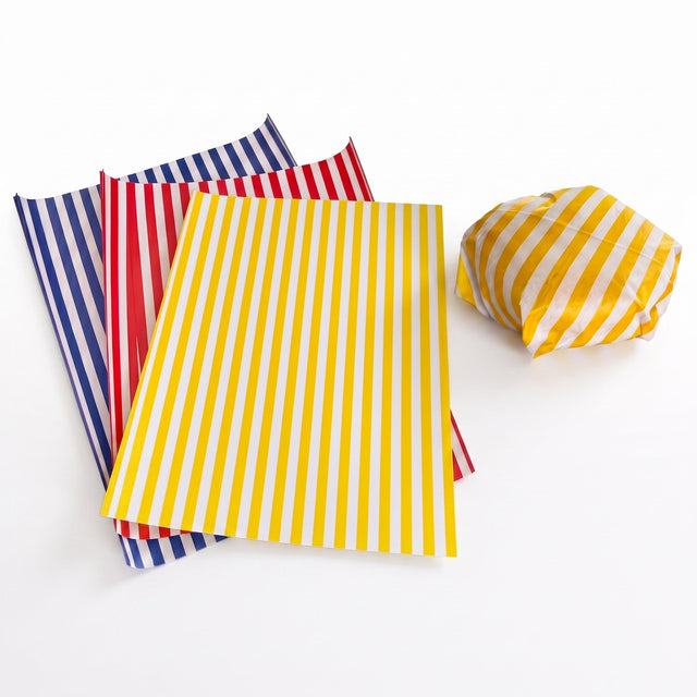 Yellow Striped Greaseproof Burger Wraps by CATERWISE
