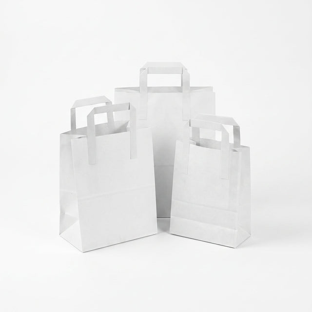 White Flat Handle Bags