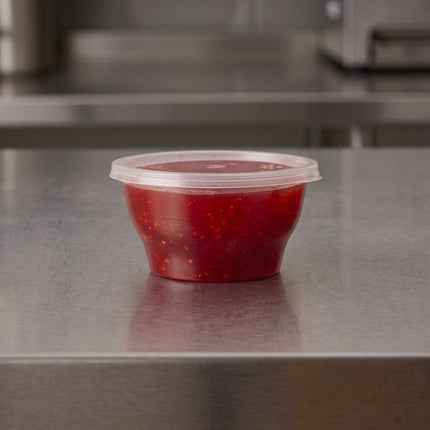 polypropylene 12oz hd sauce pot + lids, for takeaway, usecase - CaterWise Ireland