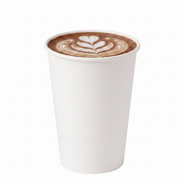 paper white single wall cups, for takeaway - CaterWise Ireland