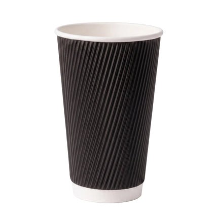 Black ripple coffee cup, for takeaway, diagonal - CaterWise Ireland