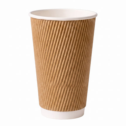 Kraft ripple coffee cup, for takeaway, diagonal - CaterWise Ireland