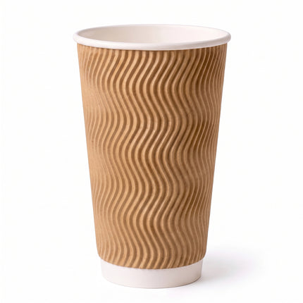 Kraft ripple coffee cup, for takeaway, wavy - CaterWise Ireland
