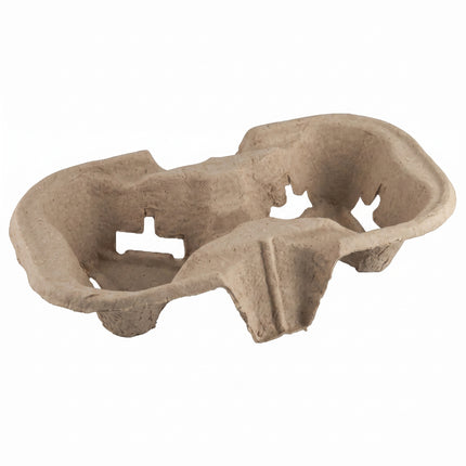 Compostable pulp carry tray 2 cup, paper moulded carrier - CaterWise Ireland