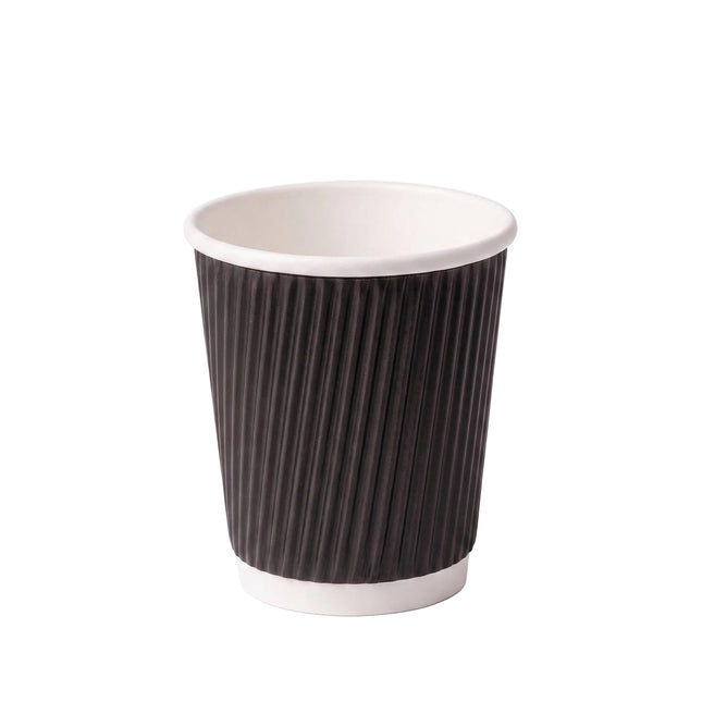 4oz black ripple coffee cup, for takeaway, diagonal - CaterWise Ireland