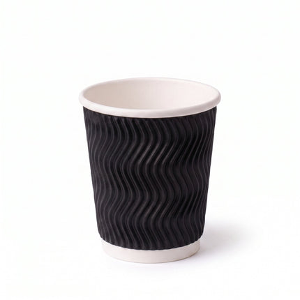4oz black ripple coffee cup, for takeaway, wavy - CaterWise Ireland