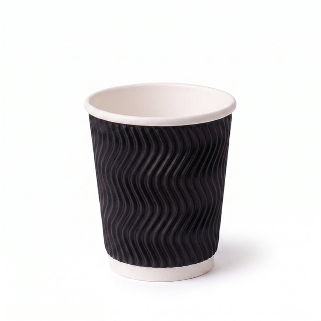 4oz black ripple coffee cup, for takeaway, wavy - CaterWise Ireland