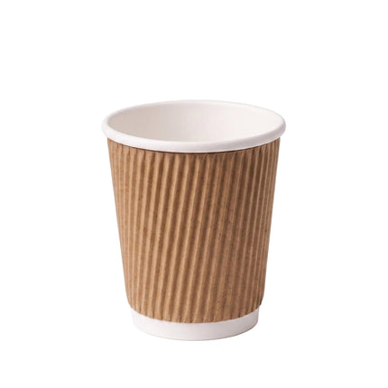 Kraft ripple coffee cup, for takeaway, diagonal - CaterWise Ireland