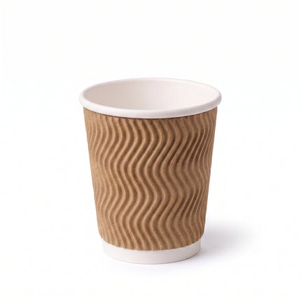 Kraft ripple coffee cup, for takeaway, wavy - CaterWise Ireland