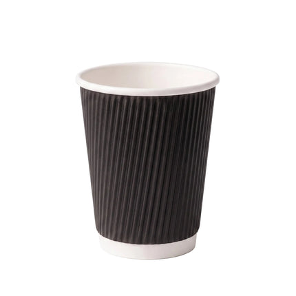 Black ripple coffee cup, for takeaway, diagonal - CaterWise Ireland