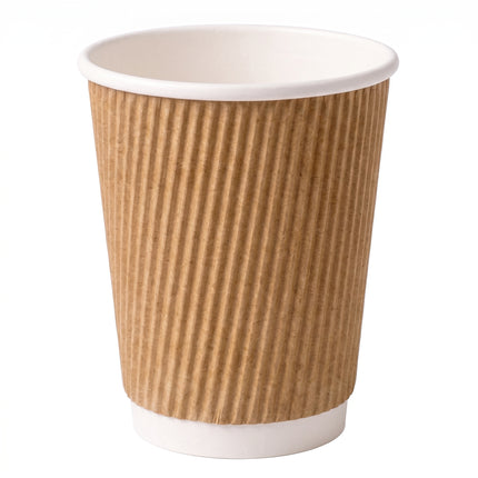 Kraft ripple coffee cup, for takeaway, diagonal - CaterWise Ireland