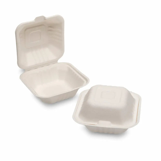 6" Bagasse Burger Boxes - CATERWISE Uncategorized (Image 1)