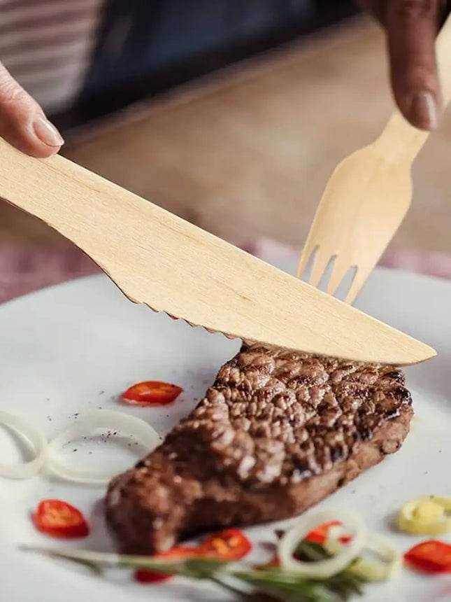 Compostable knife 165mm, for disposable, birchwood fork knife - CaterWise Ireland
