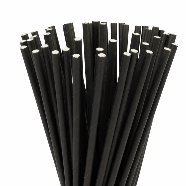 6mm x 200mm - Black Paper Drinking Straws - CATERWISE Uncategorized (Image 2)