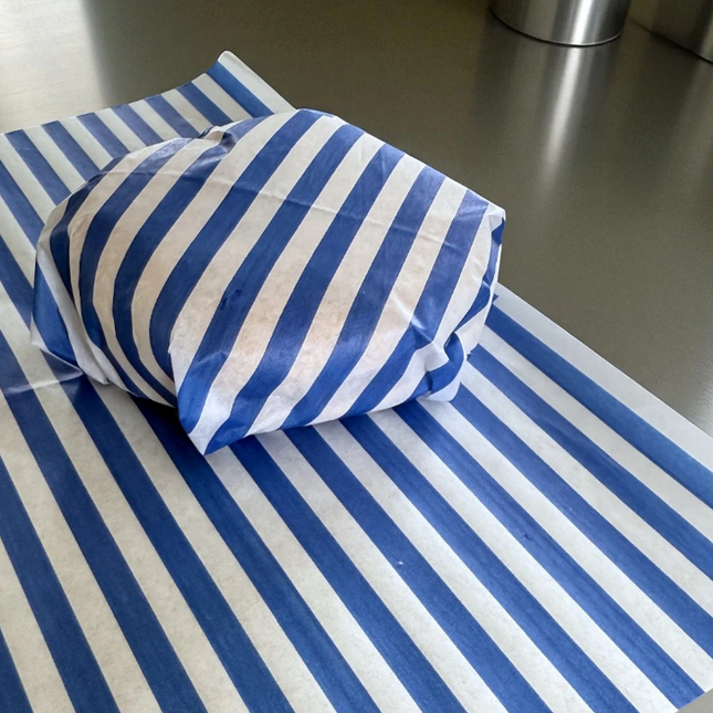 Blue Striped Greaseproof Burger Wraps