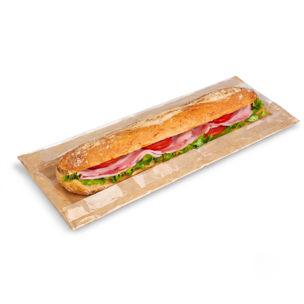 Kraft Brown Film Front Baguette Bags 4x6x14 Inch by CATERWISE