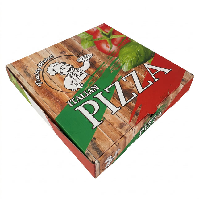 Printed pizza box, for takeaway, chef italiano colour - CaterWise Ireland