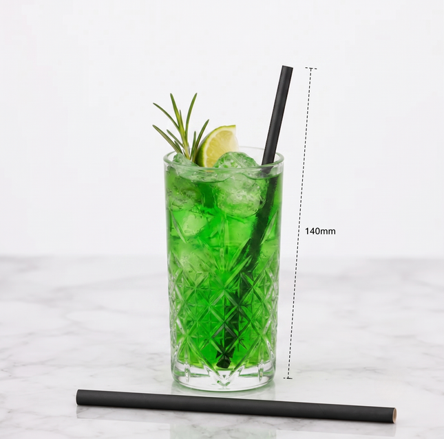 Black Paper Cocktail Straws (6mm x 140mm)