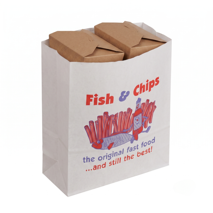 Fish chips grab bag, for takeaway, alternate view - CaterWise Ireland