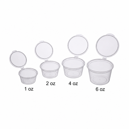 plastic hd hinged sauce cups, for microwave, pots - CaterWise Ireland