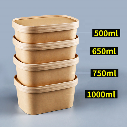 1000ml Rectangular Kraft Containers by CATERWISE