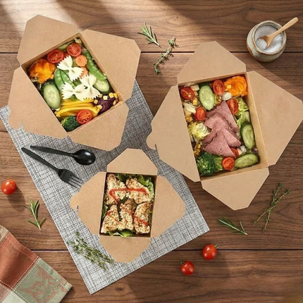 Jumbo kraft no.3 food box 2,000ml compostable, boxes general - CaterWise Ireland