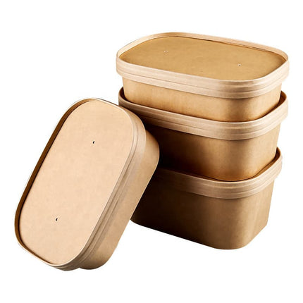 Kraft Rectangular Vented Lids (Hot & Cold Use) by CATERWISE
