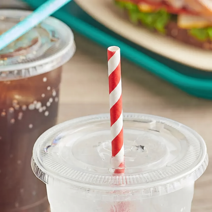 Red Striped Paper Drinking Straws (6mm x 200mm)