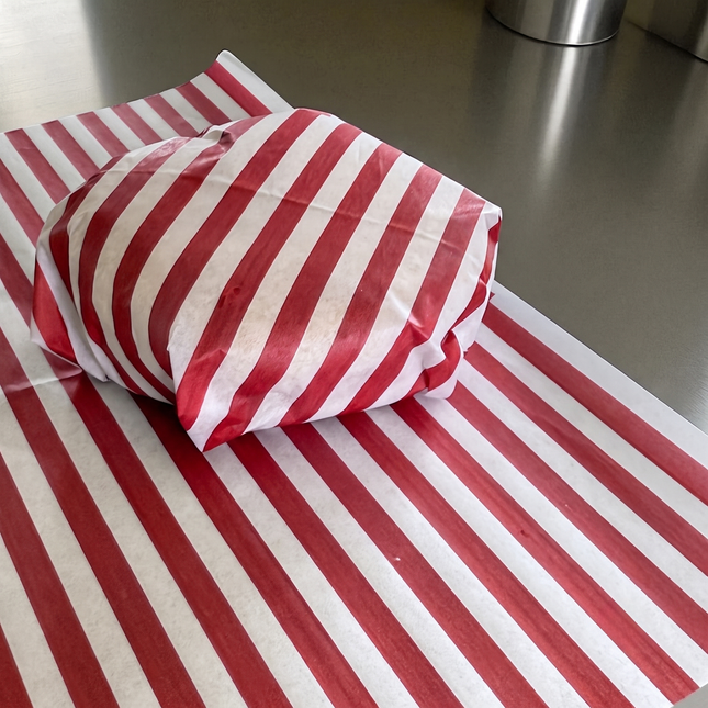 Red Striped Greaseproof Burger Wraps