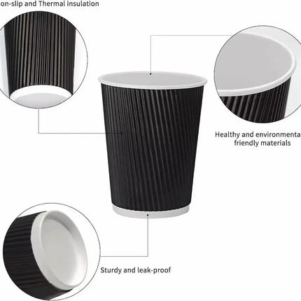 8oz - Black Ripple Coffee Cup - CATERWISE Uncategorized (Image 3)