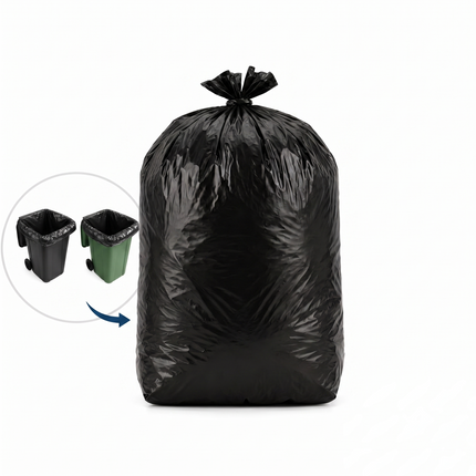 recyclable black wheelie bin liners 20mu, for catering, liner - CaterWise Ireland