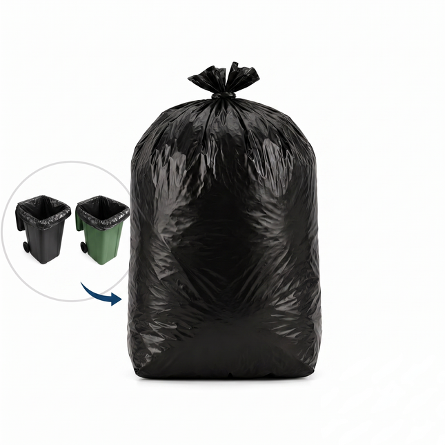 Black Wheelie Bin Liners 20mu by CATERWISE