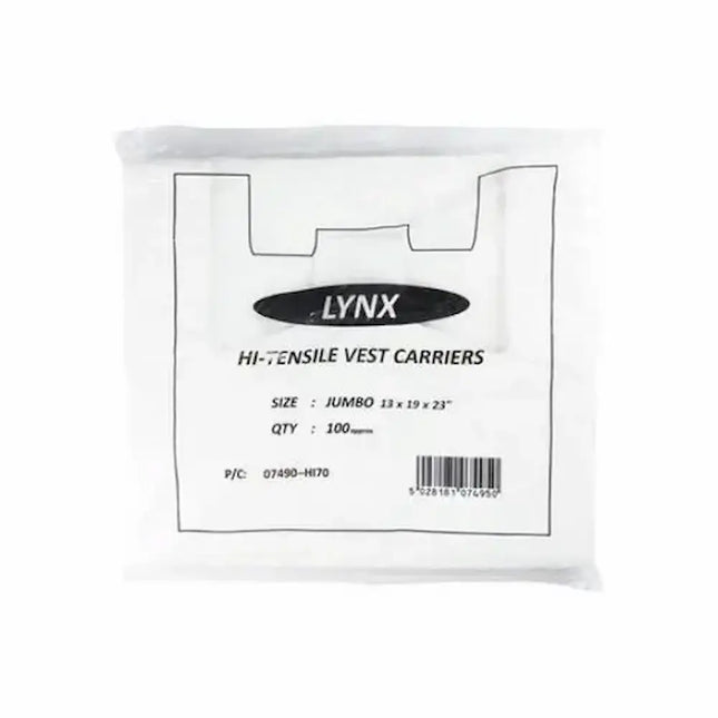 Jumbo - Lynx White Vest Carrier Bag - CATERWISE Uncategorized (Image 1)