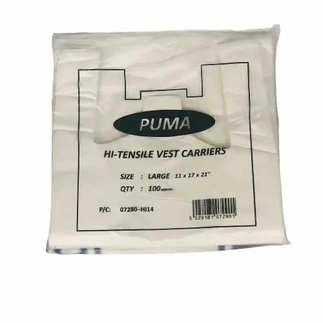 Large - Puma White Vest Carrier Bag - CATERWISE Uncategorized (Image 1)