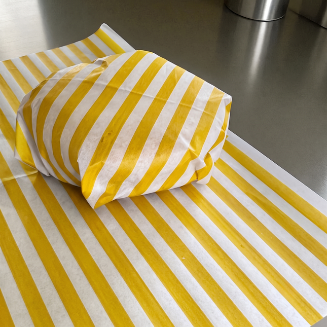 Yellow Striped Greaseproof Burger Wraps