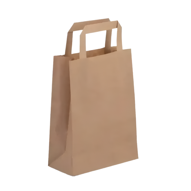 Medium - SOS Flat Handle Kraft Brown Bag - CATERWISE Uncategorized (Image 1)