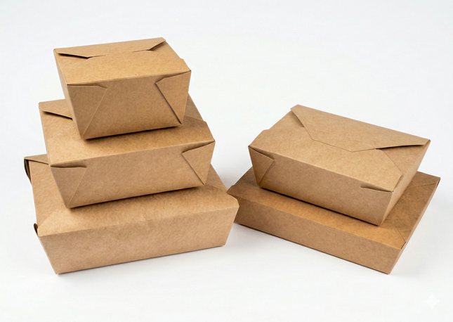 Jumbo kraft no.3 food box 2,000ml compostable, takeaway boxes - CaterWise Ireland