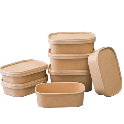 Kraft Rectangular Paper Vented Lids - Image 3