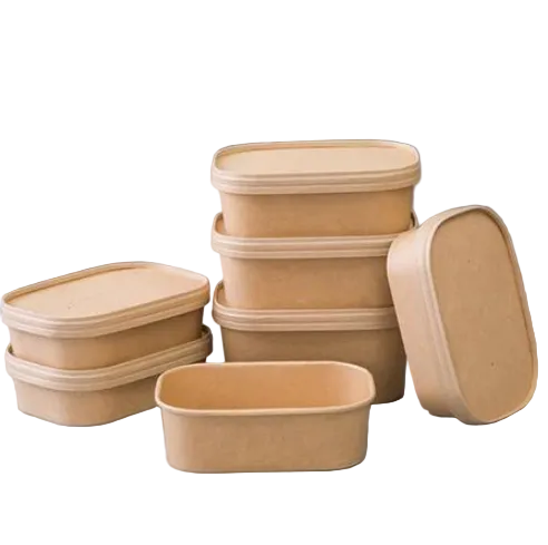 Kraft Rectangular Paper Vented Lids - Image 3